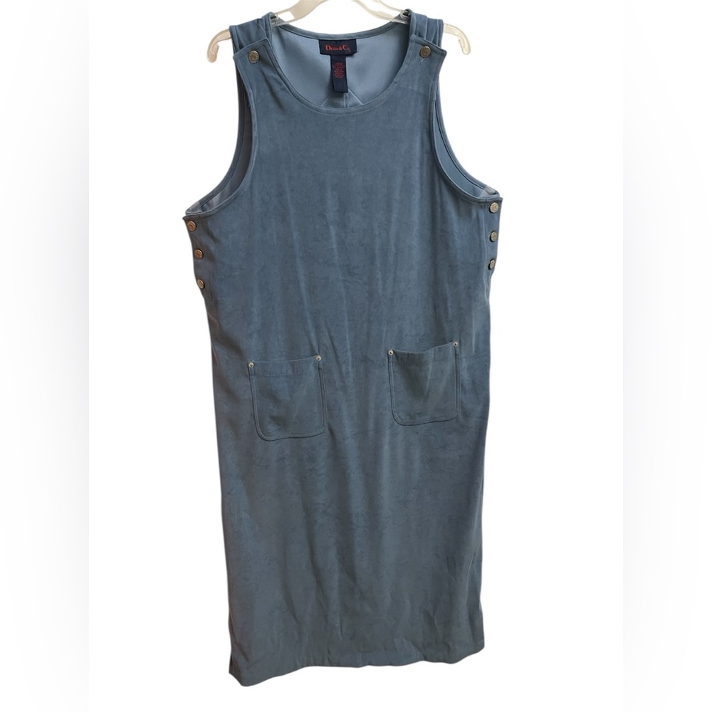 Denim & Co. Blue Midi Women’s Dress with Button Accents. Size Large